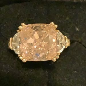 Diamonique 5.60 ct tw Pink Cushion Cut Ring, 14K